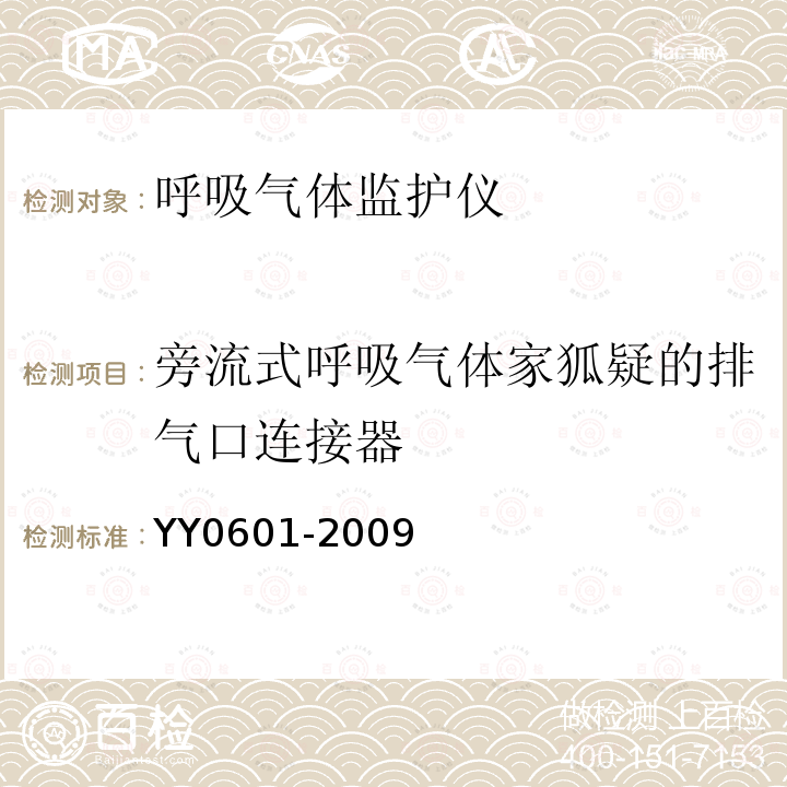 旁流式呼吸气体家狐疑的排气口连接器 医用电气设备 呼吸气体监护仪的基本安全和主要性能专用要求