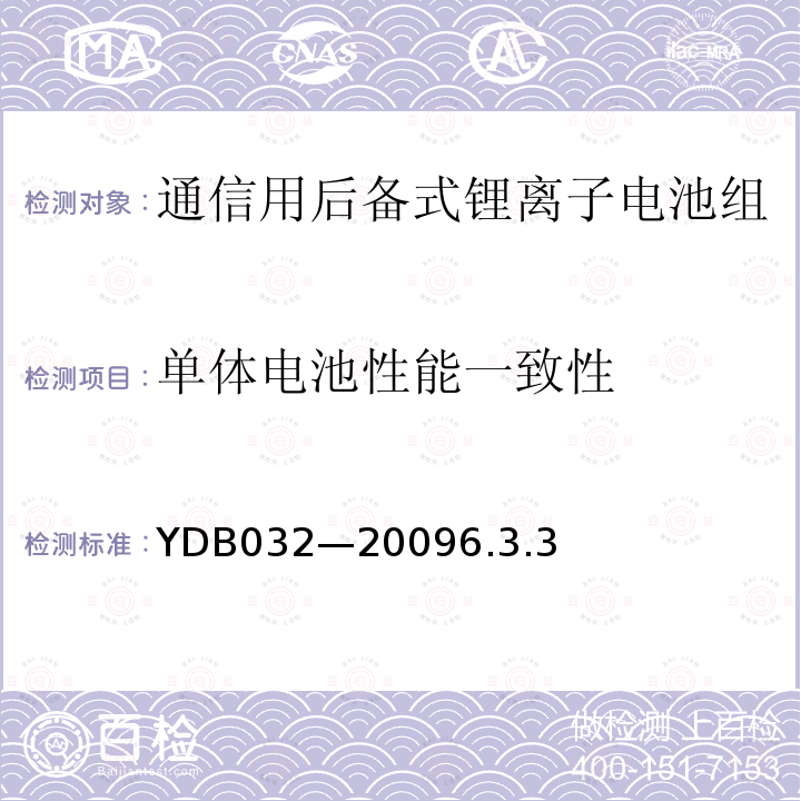 单体电池性能一致性 通信用后备式锂离子电池组