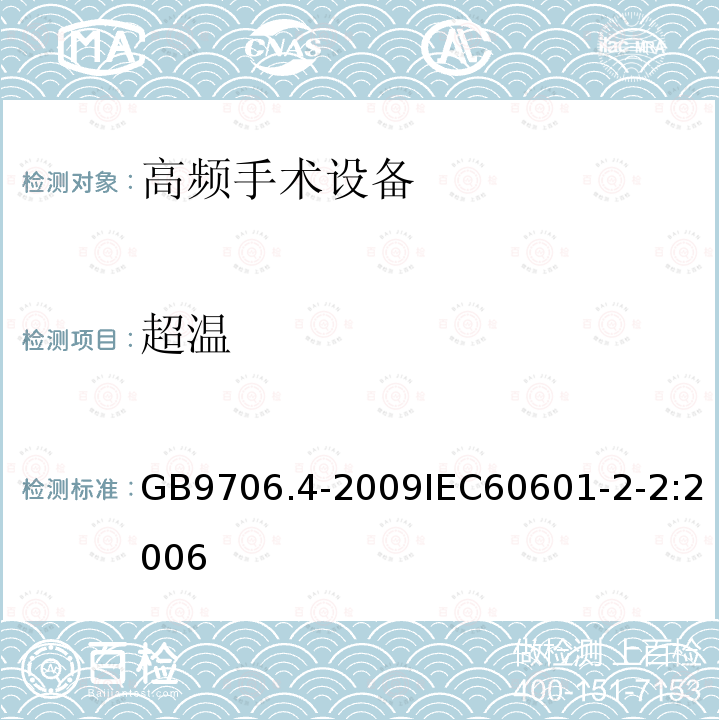 超温 医用电气设备 第2-2部分： 高频手术设备安全专用要求