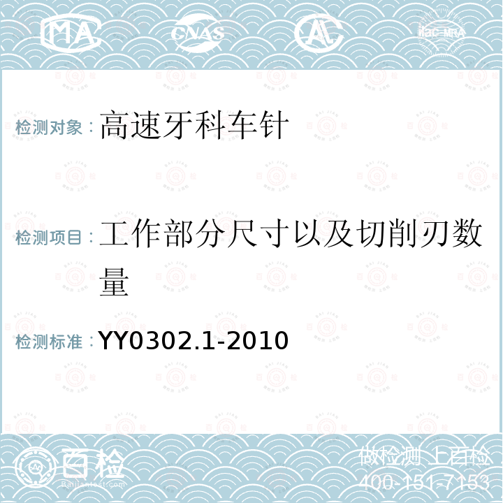 工作部分尺寸以及切削刃数量 牙科旋转器械 车针 第1部分：钢质和硬质合金车针