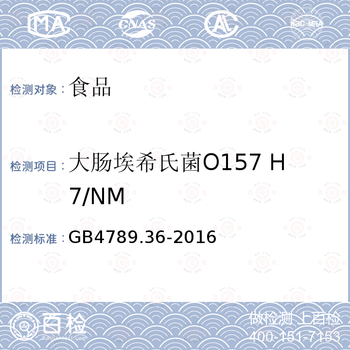 大肠埃希氏菌O157 H7/NM 食品安全国家标准 食品卫生微生物学检验 大肠埃希氏菌O157 H7/NM检验