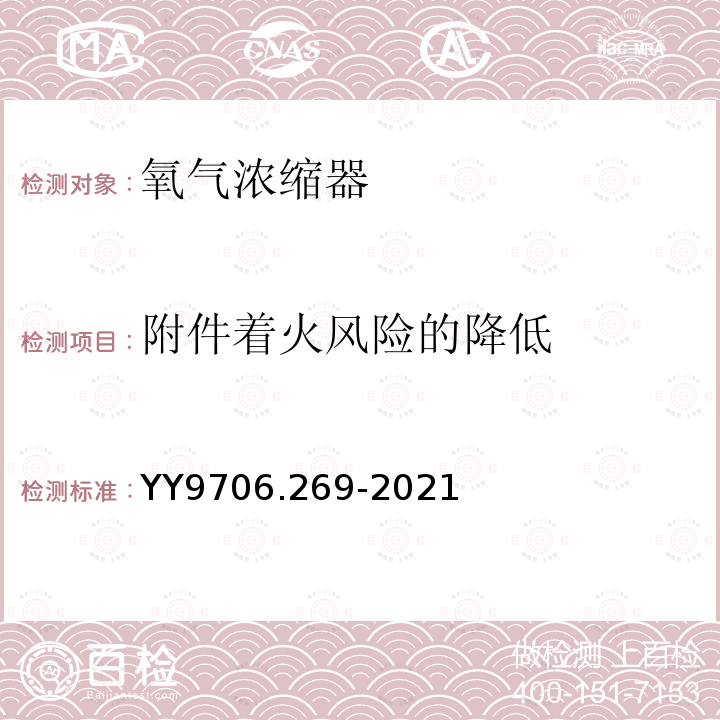 附件着火风险的降低 氧气浓缩器的基本安全和基本性能专用要求