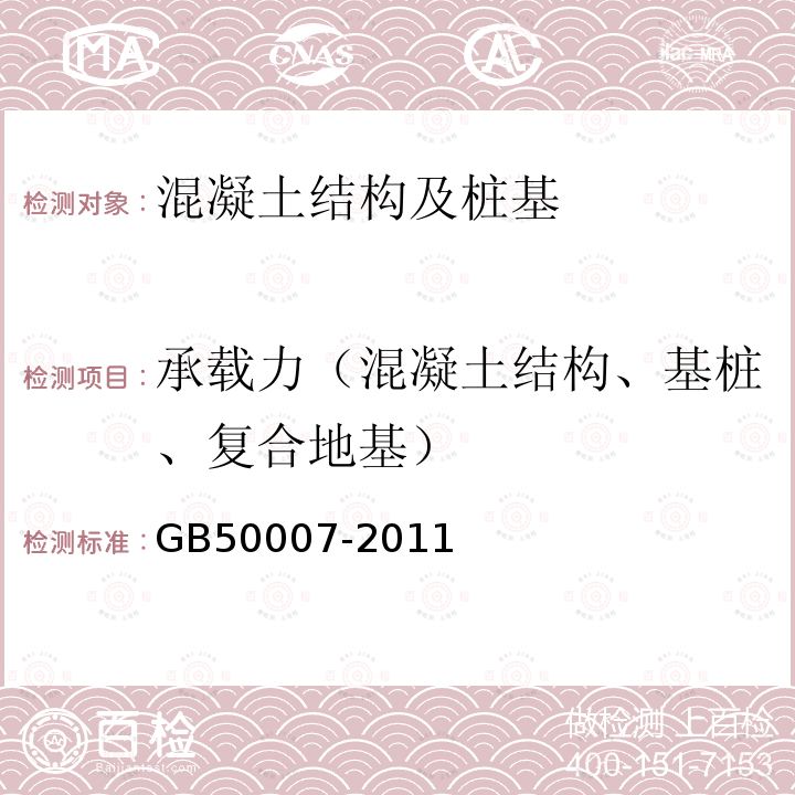 承载力（混凝土结构、基桩、复合地基） 建筑地基基础设计规范 附录C、D、H