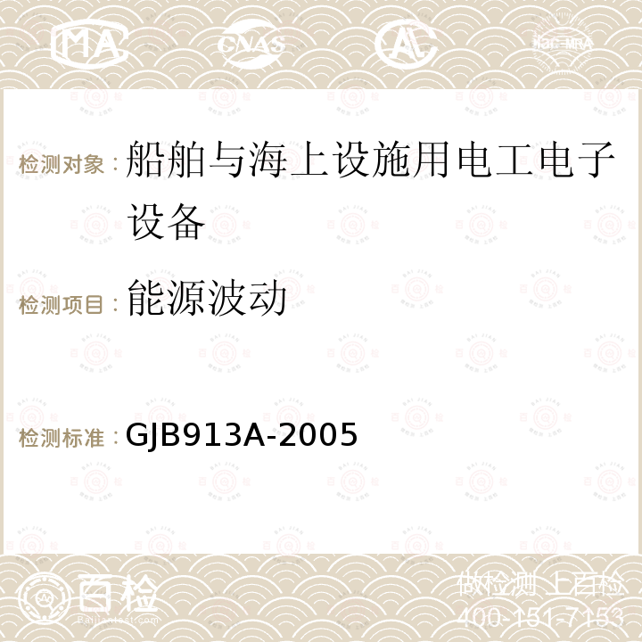 能源波动 舰船用配电装置和控制装置试验方法