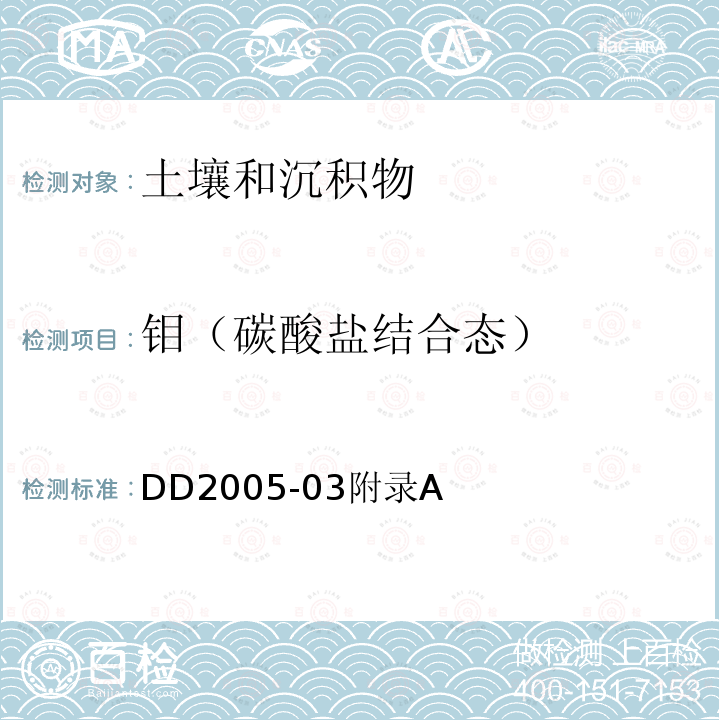 钼（碳酸盐结合态） 生态地球化学评价样品分析技术要求