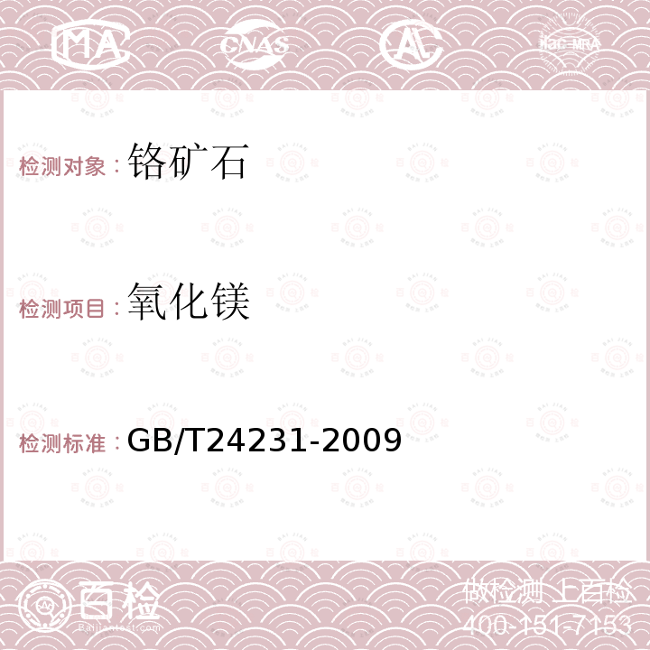 氧化镁 铬矿石 镁、铝、硅、钙、钛、钒、铬、锰、铁和镍含量的测定 波长色散X射线荧光光谱法