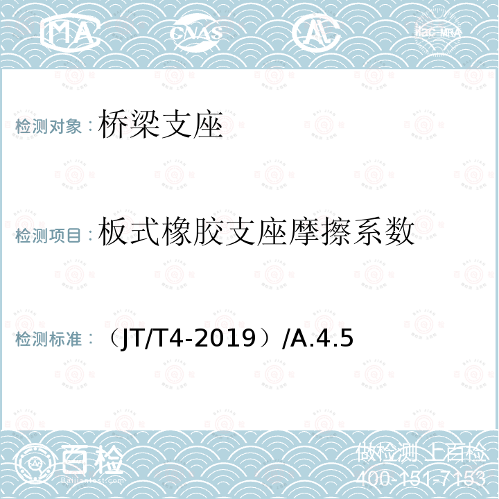 板式橡胶支座摩擦系数 （JT/T4-2019）/A.4.5 公路桥梁板式橡胶支座