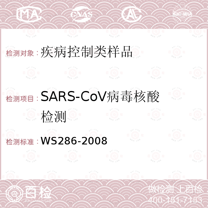 SARS-CoV病毒核酸检测 传染性非典型肺炎诊断标准