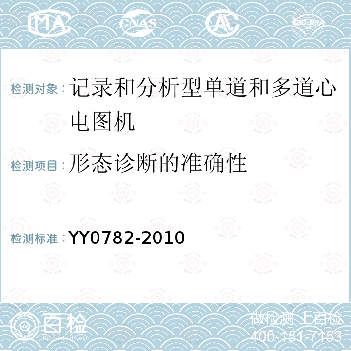 形态诊断的准确性 医用电气设备 第2-51部分：记录和分析型单道和多道心电图机安全和基本性能专用要求