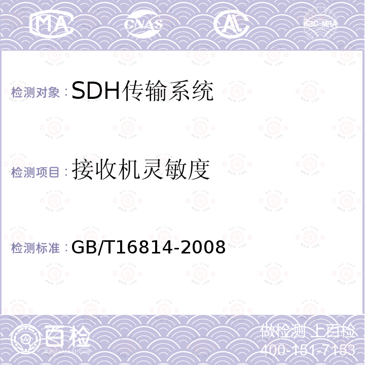 接收机灵敏度 同步数字体系(SDH)光缆线路系统测试方法