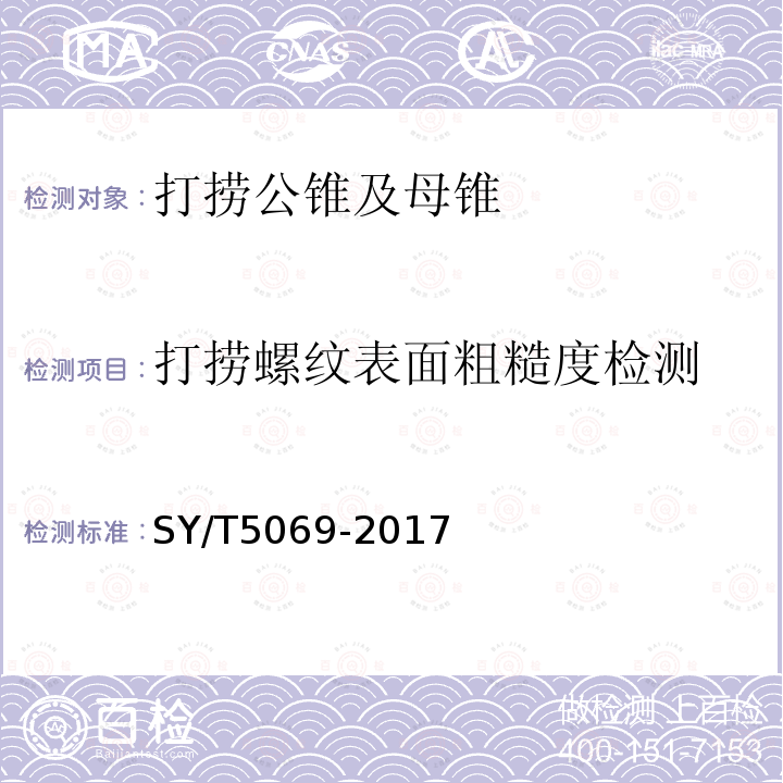 打捞螺纹表面粗糙度检测 石油天然气工业 钻井和采油设备 管柱类落物打捞工具