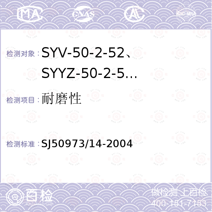 耐磨性 SYV-50-2-52、SYYZ-50-2-52型实心聚乙烯绝缘柔软射频电缆详细规范