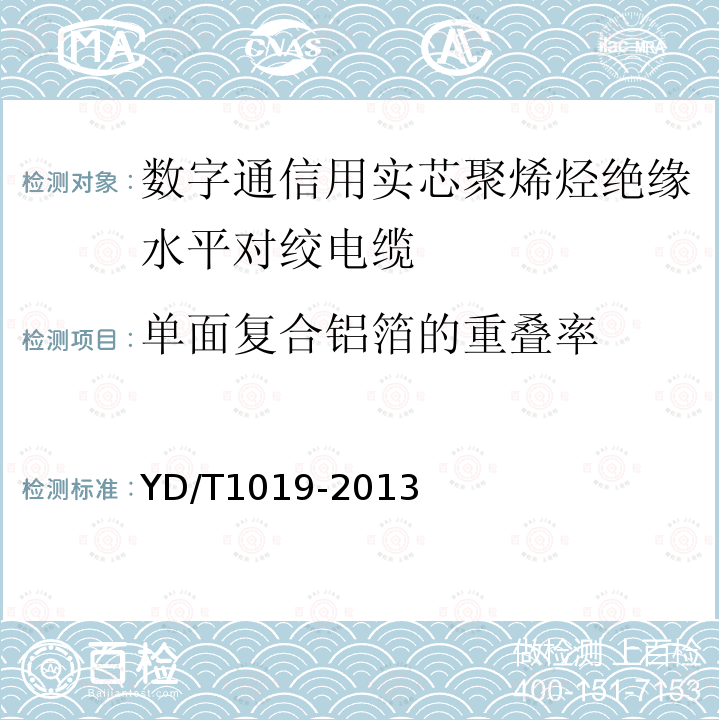 單面復合鋁箔的重疊率 數字通信用實芯聚烯烴絕緣水平對絞電纜