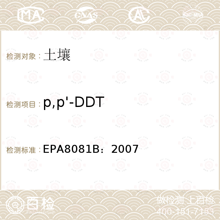 p,p'-DDT EPA8081B：2007 有机氯杀虫剂的检测-气相色谱法