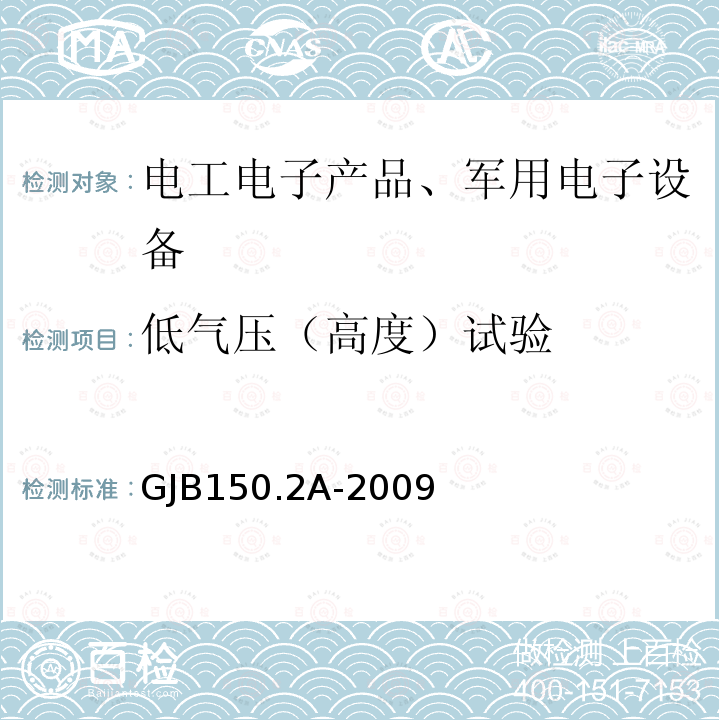 低气压（高度）试验 军用装备实验室环境试验方法 第2部分：
低气压（高度）试验 7.3.1