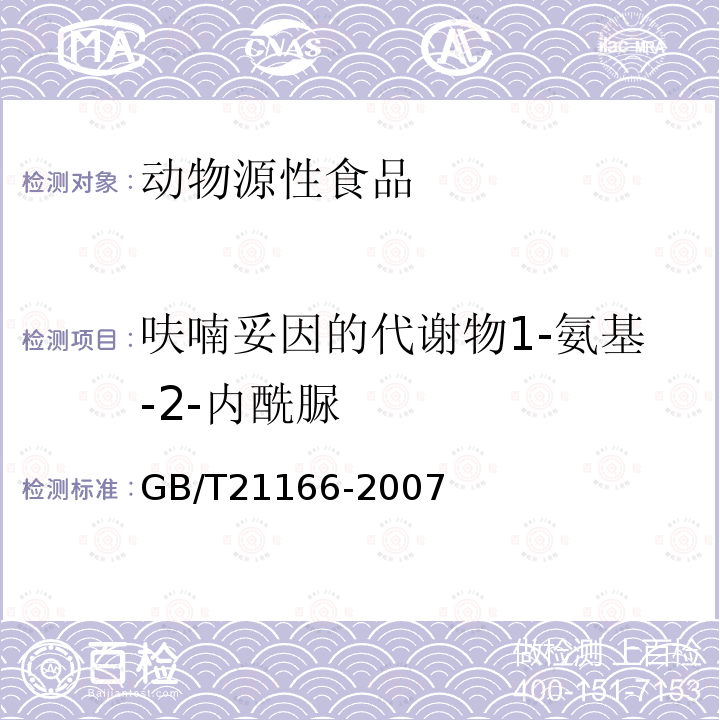 呋喃妥因的代谢物1-氨基-2-内酰脲 肠衣中硝基呋喃类代谢物残留量的测定 液相色谱-串联质谱法