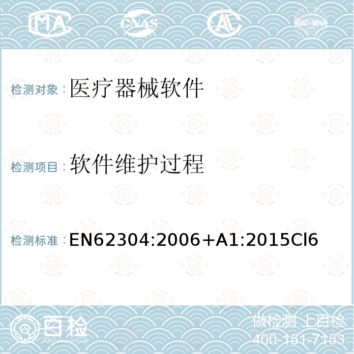 软件维护过程 EN62304:2006+A1:2015Cl6 医疗器械软件 软件生存周期过程