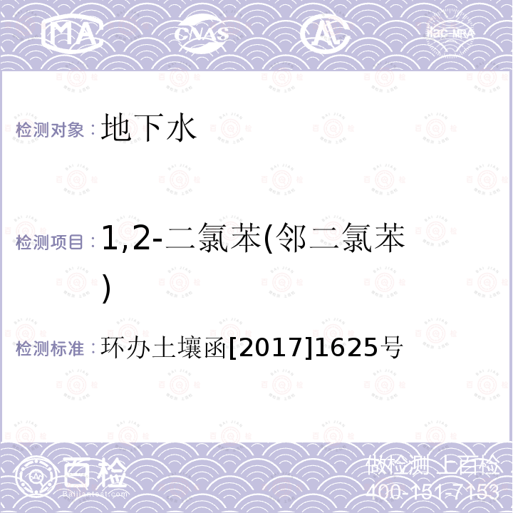 1,2-二氯苯(邻二氯苯) 全国土壤污染状况详查地下水样品分析测试方法技术规定 第二部分4挥发性有机物类