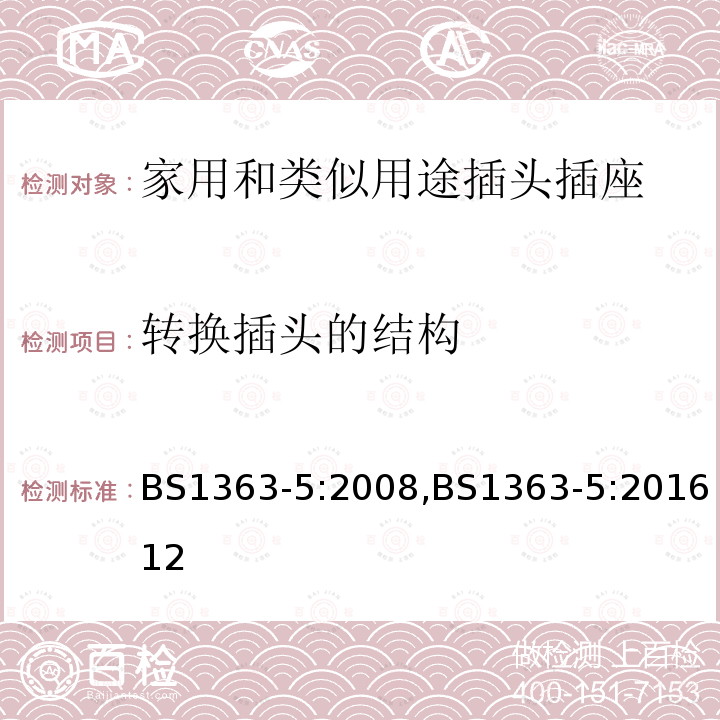 转换插头的结构 插头、插座、转换器和连接单元 带熔断器的转换插头 规范