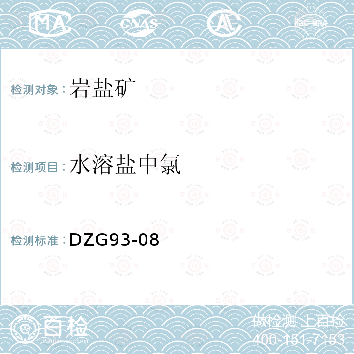 水溶鹽中氯 巖石和礦石分析規(guī)程 鹽類礦石分析規(guī)程四 巖鹽及芒硝礦石分析 (十四)鈣芒硝及含石膏的巖鹽分析