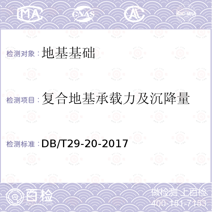 复合地基承载力及沉降量 DB/T 29-20-2017 天津市岩土工程技术规范