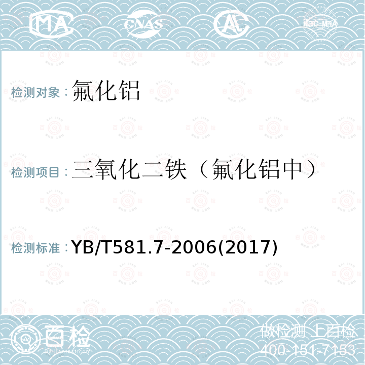 三氧化二铁（氟化铝中） 氟化铝化学分析方法和物理性能测定方法 第七部分 邻二氮杂菲光度法测定三氧化二铁量