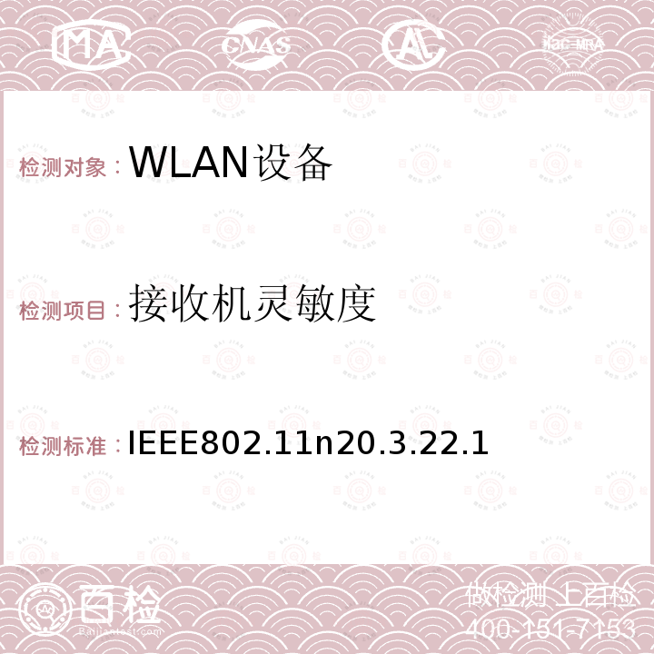 接收机灵敏度 IEEE802.11n20.3.22.1 无线局域网媒体访问控制(MAC)和物理层(PHY)规范.增强到更高的吞吐量