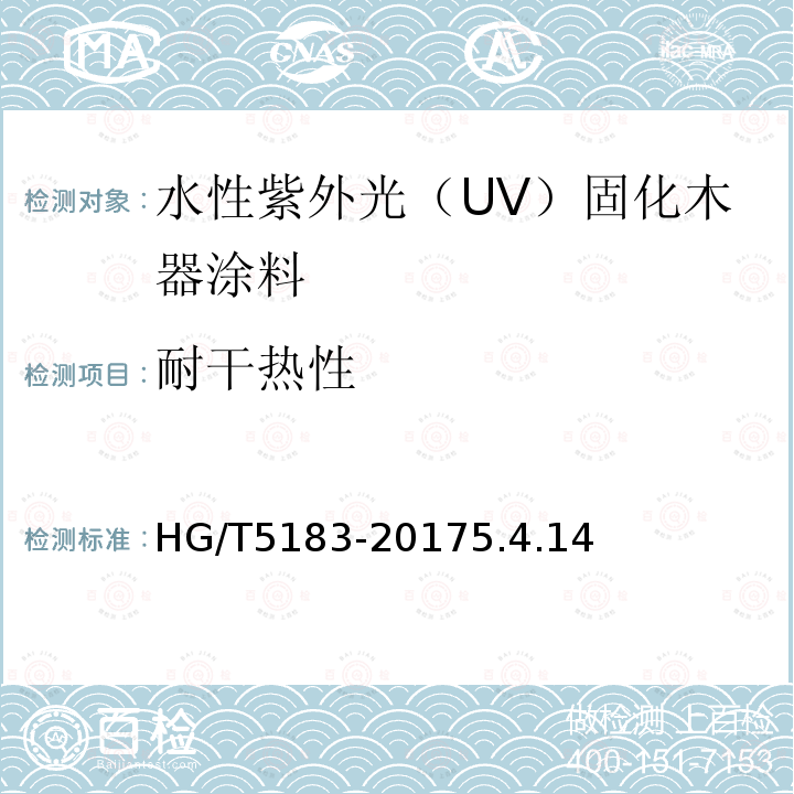 耐干热性 水性紫外光（UV）固化木器涂料