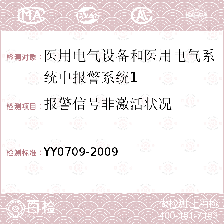 报警信号非激活状况 医用电气设备 第1-8部分：安全通用要求 并列标准：医用电气设备和医用电气系统中报警系统的测试和指南