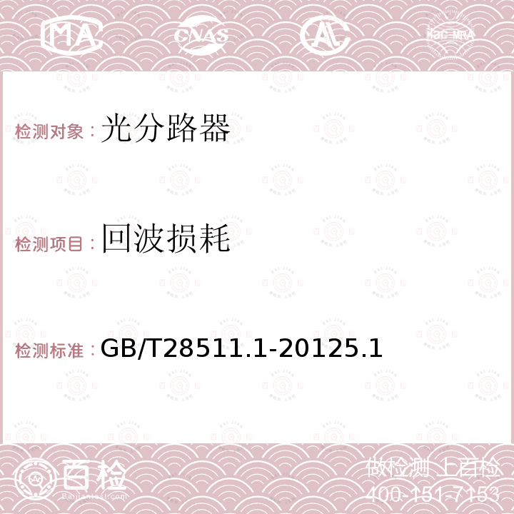 回波损耗 平面光波导集成光路器件 第1部分：基于平面光波导(PLC)的光功率分路器