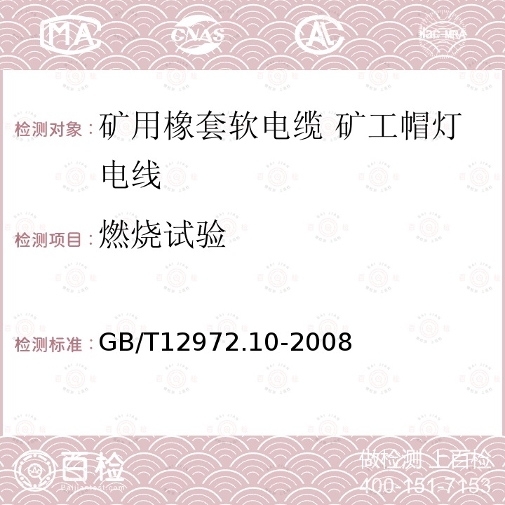 燃烧试验 矿用橡套软电缆 第10部分: 矿工帽灯电线