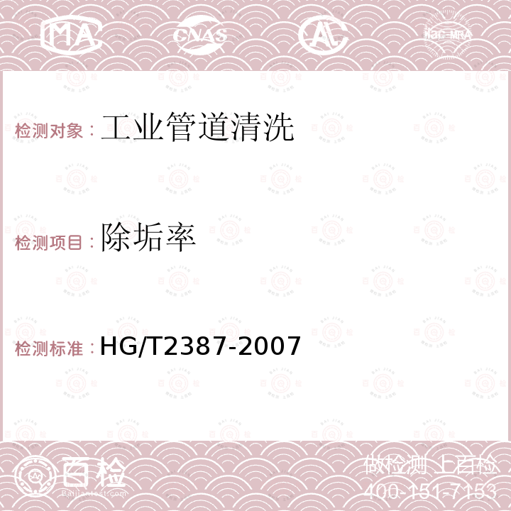 除垢率 HG/T 2387-2007 工业设备化学清洗质量标准