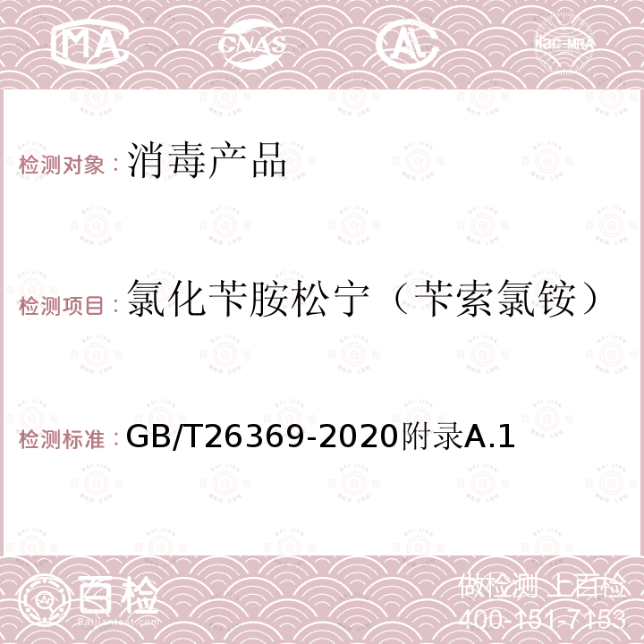 氯化苄胺松宁（苄索氯铵） 季铵盐类消毒剂卫生要求