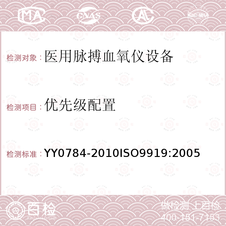 优先级配置 医用电气设备 医用脉搏血氧仪设备基本安全和主要性能专用要求