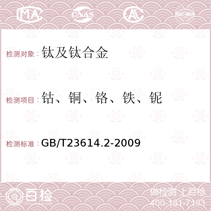 钴、铜、铬、铁、铌 钛镍形状记忆合金化学分析方法 第2部分：钴、铜、铬、铁、铌量的测定 电感耦合等离子体发射光谱法