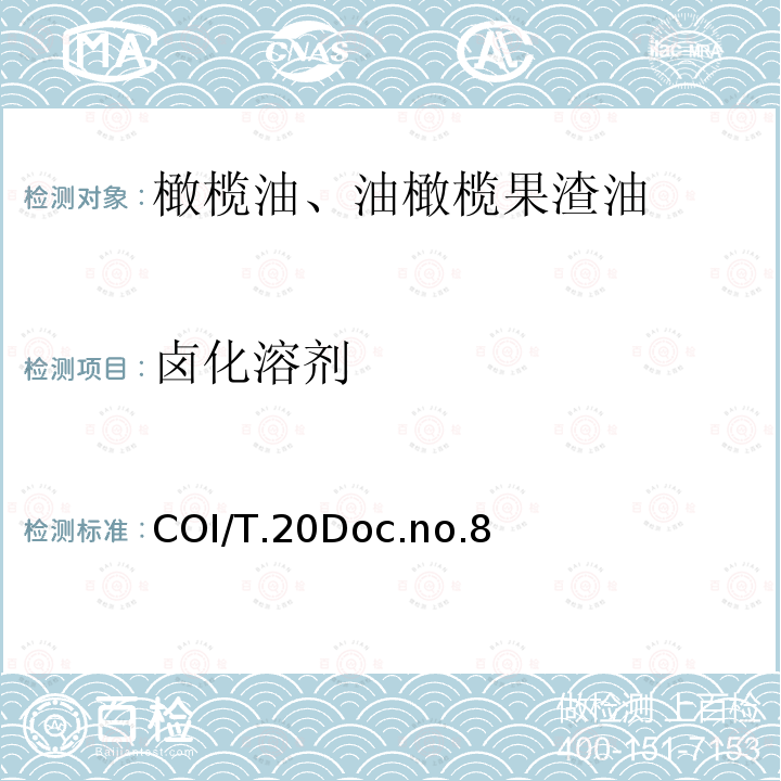 卤化溶剂 COI/T.20Doc.no.8 的检验