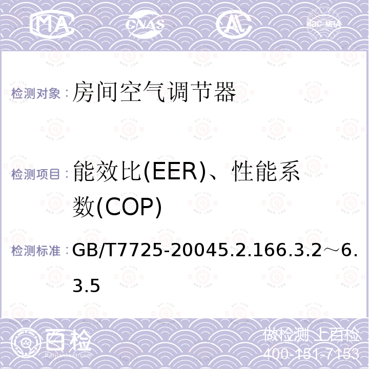 能效比(EER)、性能系数(COP) 房间空气调节器