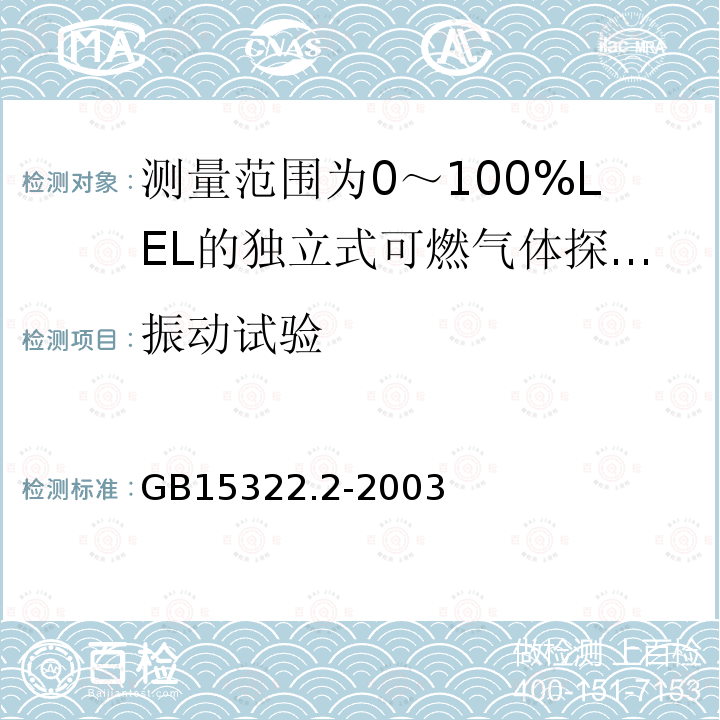 振动试验 可燃气体探测器 第2部分:测量范围为0～100%LEL的独立式可燃气体探测器