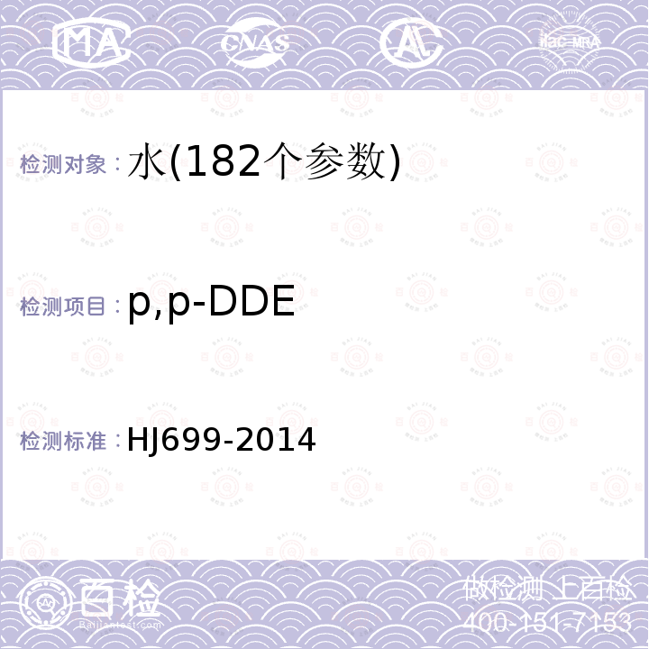 p,p-DDE 水质 有机氯农药和氯苯类化合物的测定 气相色谱-质谱法