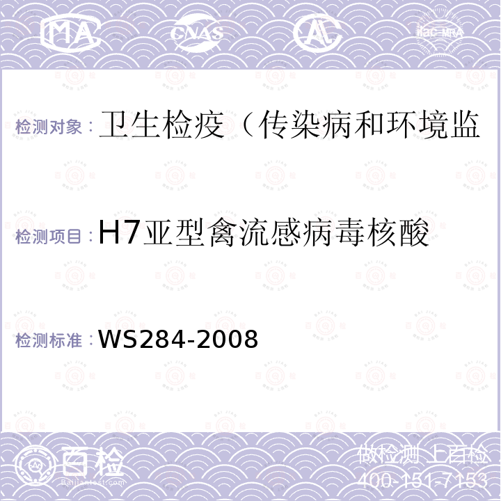 H7亚型禽流感病毒核酸 人感染高致病性禽流感诊断标准