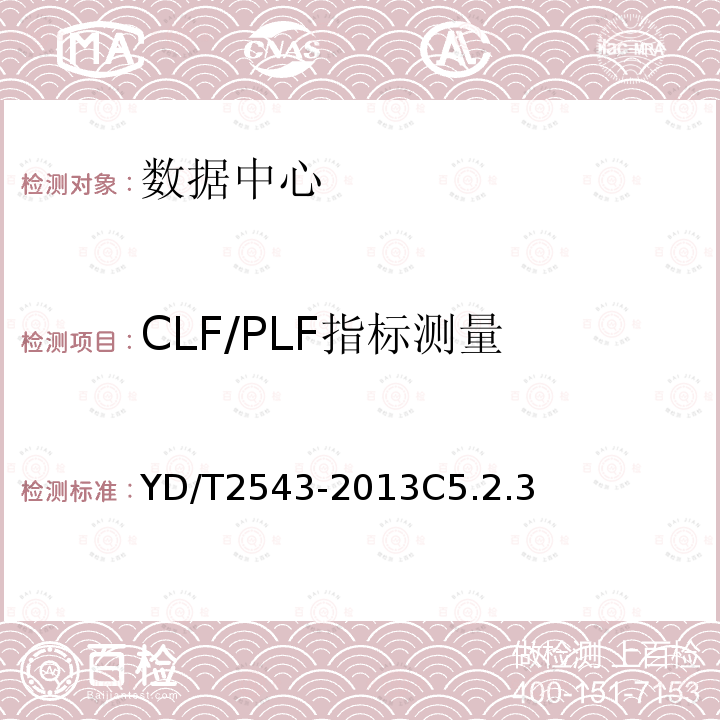 CLF/PLF指标测量 电信互联网数据中心(IDC)的能耗测评方法