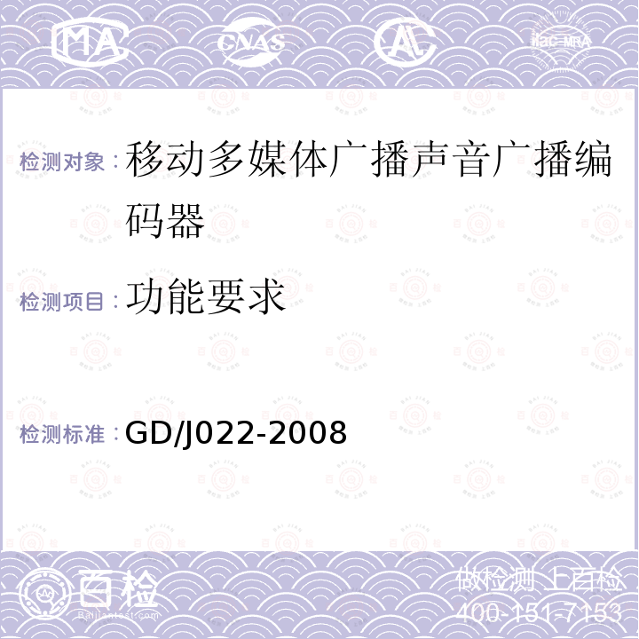 功能要求 移动多媒体广播音视频编码器技术要求和测量方法