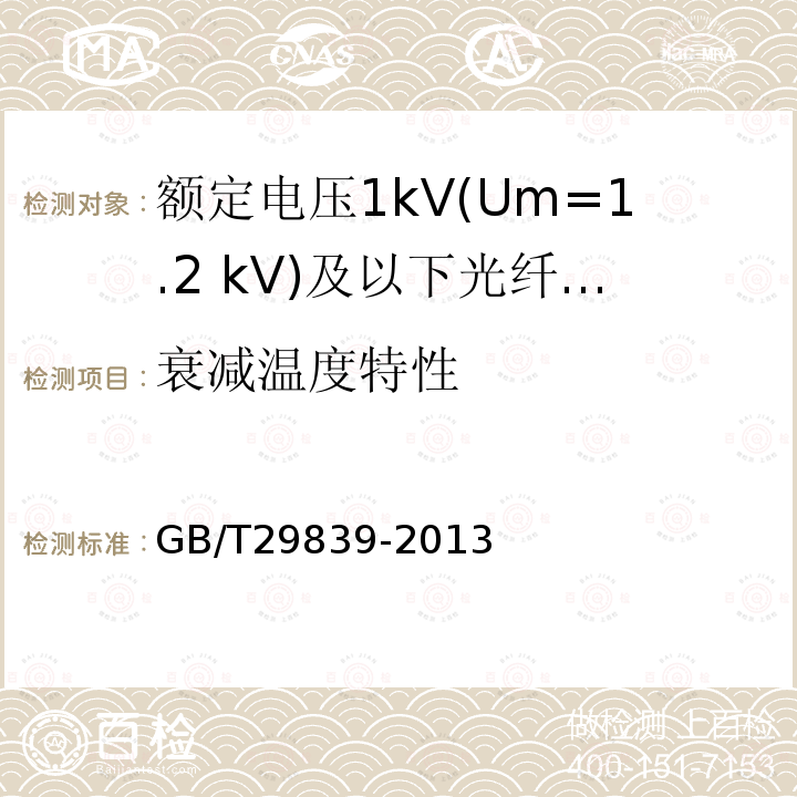 衰减温度特性 额定电压1kV(Um=1.2 kV)及以下光纤复合低压电缆