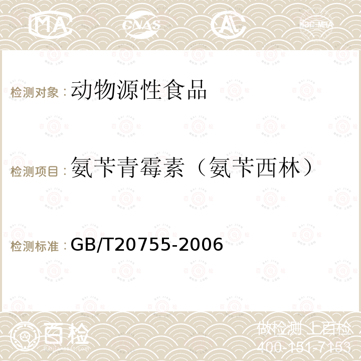 氨苄青霉素（氨苄西林） 畜禽肉中九种青霉素类药物残留量的测定 液相色谱-串联质谱法