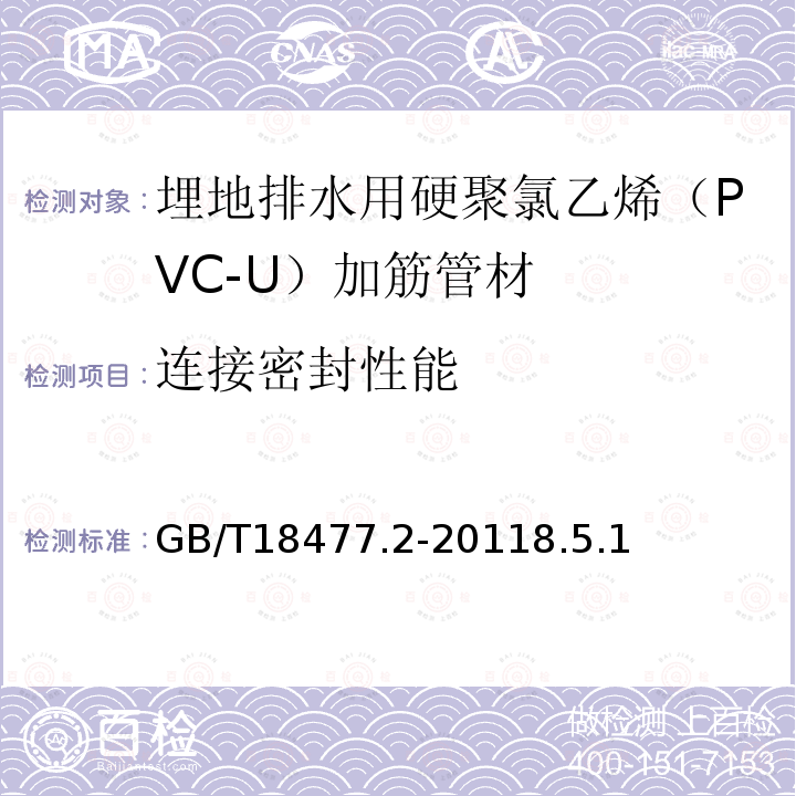 连接密封性能 埋地排水用硬聚氯乙烯（PVC-U）结构壁管道系统 第2部分：加筋管材