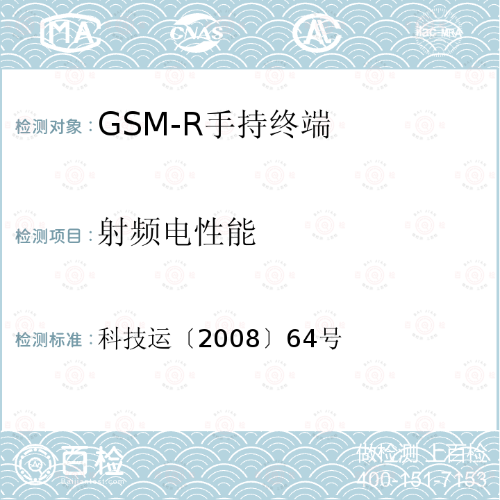 射频电性能 GSM-R数字移动通信网设备技术规范第三部分：手持终端