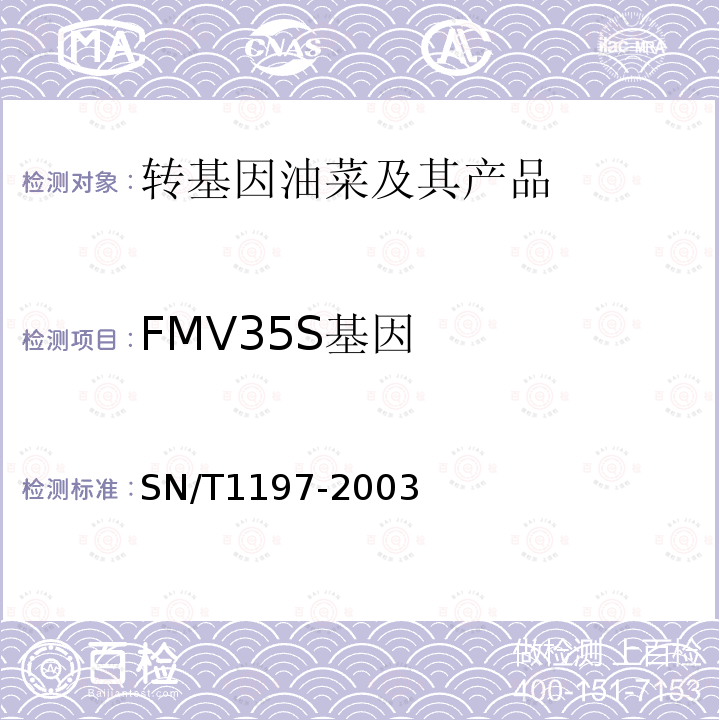 FMV35S基因 SN/T 1197-2003 油菜籽中转基因成分定性PCR检测方法