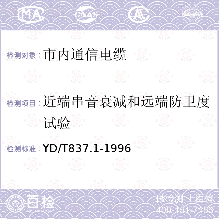 近端串音衰減和遠端防衛度試驗 銅芯聚烯烴絕燃鋁塑綜合護套市內通信電纜試驗方法 第21部分 總則