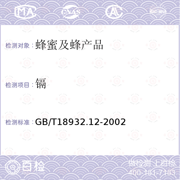 镉 蜂蜜中钾、钠、钙、镁、锌、铁、铜、锰、铬、铅、镉含量 测定方法 原子吸收 光谱法