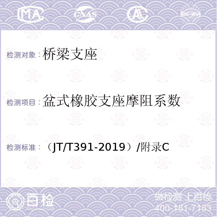盆式橡胶支座摩阻系数 （JT/T391-2019）/附录C 公路桥梁盆式支座